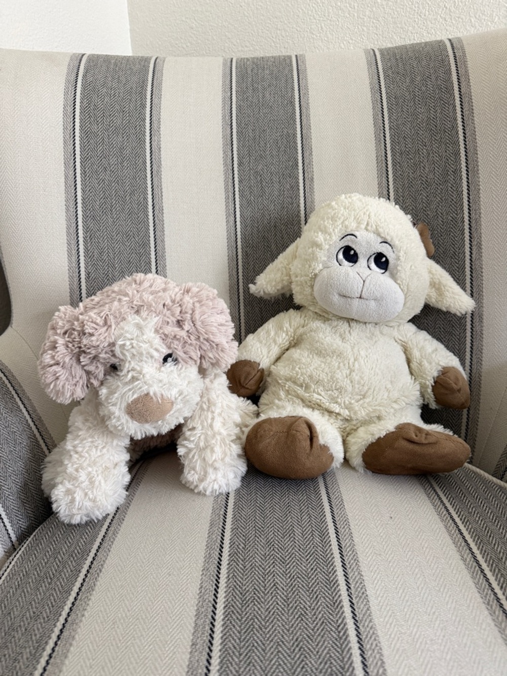 Plush Toys. Plush Lamb and Puppy Stuffed Animals - Cream & Light Pink